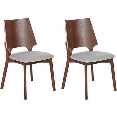 Beliani Lot De 2 Chaises De Cuisine Rétro Assise Rembourrée Teinte Bois Sombre Et Gris - Publicité Beliani Lot De 2 Chaises De Cuisine Rétro Assise Rembourrée Teinte Bois Sombre Et Gris - Publicité