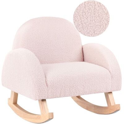 Beliani Fauteuil À Bascule Pour Enfants En Bouclé Pieds En Bois Rose Pastel Hug - Publicité Beliani Fauteuil À Bascule Pour Enfants En Bouclé Pieds En Bois Rose Pastel Hug - Publicité