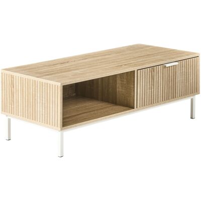 Beliani Table Basse Scandinave En Mdf 110 X 50 Cm Avec Tiroir Pieds En Métal Étagère De - Publicité Beliani Table Basse Scandinave En Mdf 110 X 50 Cm Avec Tiroir Pieds En Métal Étagère De - Publicité