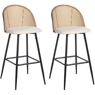 Beliani Lot De 2 Chaises De Bar Rétro En Métal Assise En Tissu Dossier Tresse Viennoise - Publicité Beliani Lot De 2 Chaises De Bar Rétro En Métal Assise En Tissu Dossier Tresse Viennoise - Publicité