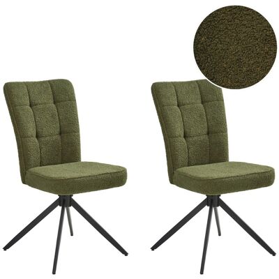 Beliani Lot De 2 Chaises De Salle À Manger En Bouclé Pieds En Métal Pivotantes Vert Ryan - Publicité Beliani Lot De 2 Chaises De Salle À Manger En Bouclé Pieds En Métal Pivotantes Vert Ryan - Publicité