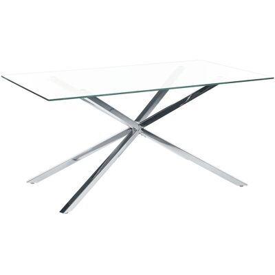 Beliani Table De Repas Rectangulaire Verre Trempé Et Pieds Argentés 160 X 90 Cm Cora - Publicité Beliani Table De Repas Rectangulaire Verre Trempé Et Pieds Argentés 160 X 90 Cm Cora - Publicité