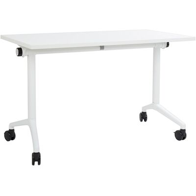 Beliani Bureau Pliable 120x60cm Rectangulaire À Roulettes Mobile Cadre Métallique Blanc - Publicité Beliani Bureau Pliable 120x60cm Rectangulaire À Roulettes Mobile Cadre Métallique Blanc - Publicité