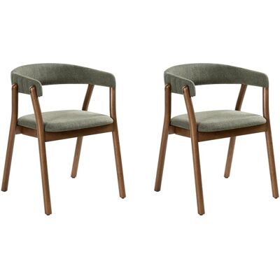 Beliani Lot De 2 Chaises De Salle À Manger Assise Tapissée Bois Marron Foncé Et Vert - Publicité Beliani Lot De 2 Chaises De Salle À Manger Assise Tapissée Bois Marron Foncé Et Vert - Publicité