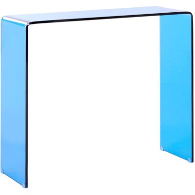 Beliani Table Console Minimaliste En Verre Trempé 90 X 30 Cm Transparente Bleu Kendall - Publicité Beliani Table Console Minimaliste En Verre Trempé 90 X 30 Cm Transparente Bleu Kendall - Publicité