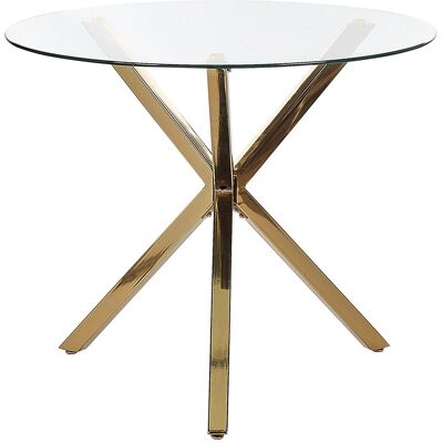 Beliani Table À Manger Ronde Glamour Et Moderne 90 Cm 4 Places En Mdf Plateau Doré Savo - Publicité Beliani Table À Manger Ronde Glamour Et Moderne 90 Cm 4 Places En Mdf Plateau Doré Savo - Publicité