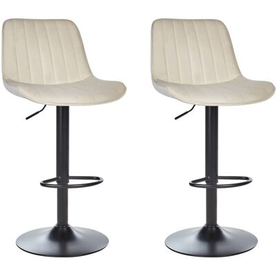 Beliani Lot De 2 Tabourets De Bar Cuisine Pivotante À Hauteur Ajustable En Velours Beige - Publicité Beliani Lot De 2 Tabourets De Bar Cuisine Pivotante À Hauteur Ajustable En Velours Beige - Publicité