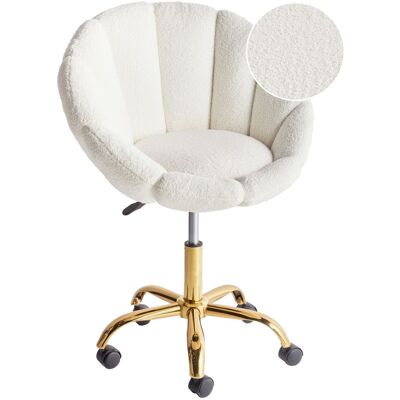 Beliani Chaise De Bureau En Bouclé Pivotante À Hauteur Réglable Blanche Annabelle - Publicité Beliani Chaise De Bureau En Bouclé Pivotante À Hauteur Réglable Blanche Annabelle - Publicité