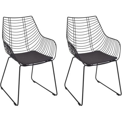 Beliani Lot 2 Chaises Design Assise En Cuir Pu Et Structure Dossier En Fil Métal Noir An - Publicité Beliani Lot 2 Chaises Design Assise En Cuir Pu Et Structure Dossier En Fil Métal Noir An - Publicité