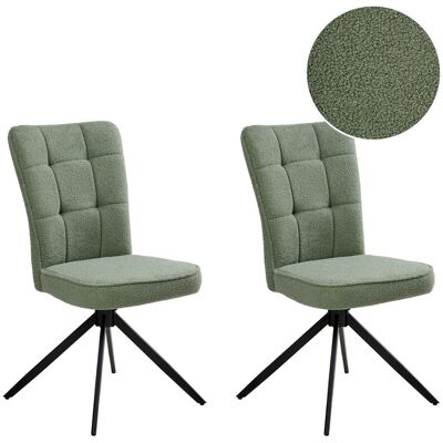 Beliani Lot De 2 Chaises De Salle À Manger En Bouclé Pieds En Métal Pivotantes Vert Clai - Publicité Beliani Lot De 2 Chaises De Salle À Manger En Bouclé Pieds En Métal Pivotantes Vert Clai - Publicité