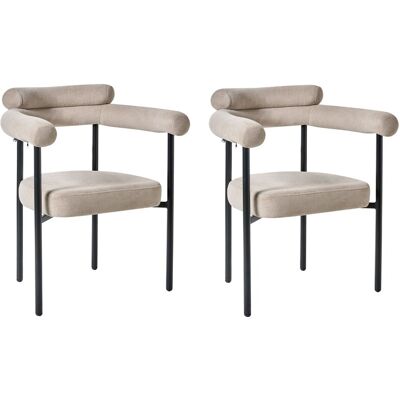 Beliani Lot De 2 Chaises De Salle À Manger En Polyester Dossier En Fer Arrondi Beige Lyn - Publicité Beliani Lot De 2 Chaises De Salle À Manger En Polyester Dossier En Fer Arrondi Beige Lyn - Publicité