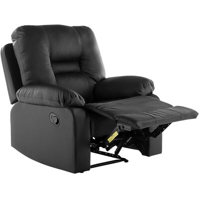 Beliani - Fauteuil Inclinable Et Avec Repose Pied - Bergen - En Cuir Pu Noir - Publicité Beliani - Fauteuil Inclinable Et Avec Repose Pied - Bergen - En Cuir Pu Noir - Publicité