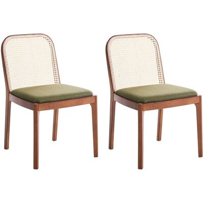 Beliani Lot De 2 Chaises De Salle À Manger Dossier En Rotin Tressé Assise En Tissu Sans - Publicité Beliani Lot De 2 Chaises De Salle À Manger Dossier En Rotin Tressé Assise En Tissu Sans - Publicité