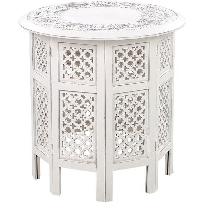 Table d'appoint blanche à motif sculpté - Table d'appoint - Publicité Table d'appoint blanche à motif sculpté - Table d'appoint - Publicité