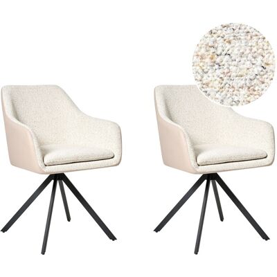 Beliani Lot De 2 Chaises De Salle À Manger Rembourrées Bouclé Beige Clair Lithia - Publicité Beliani Lot De 2 Chaises De Salle À Manger Rembourrées Bouclé Beige Clair Lithia - Publicité