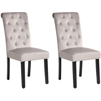 Beliani Lot De 2 Chaises En Velours Gris Capitonné Avec Anneau Au Dossier Haut Velva - Publicité Beliani Lot De 2 Chaises En Velours Gris Capitonné Avec Anneau Au Dossier Haut Velva - Publicité