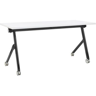 Beliani Bureau Pliant Rectangulaire À Roulettes Mobile 160x60cm Métallique Blanc Et Noir - Publicité Beliani Bureau Pliant Rectangulaire À Roulettes Mobile 160x60cm Métallique Blanc Et Noir - Publicité
