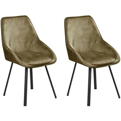 Beliani Lot De 2 Chaises De Salle À Manger Moderne En Velours Pieds En Fer Thermolaqué P - Publicité Beliani Lot De 2 Chaises De Salle À Manger Moderne En Velours Pieds En Fer Thermolaqué P - Publicité