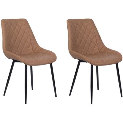 Beliani Lot De 2 Chaises De Salle À Manger Moderne Sans Accoudoirs En Cuir Pu Marron Et - Publicité Beliani Lot De 2 Chaises De Salle À Manger Moderne Sans Accoudoirs En Cuir Pu Marron Et - Publicité