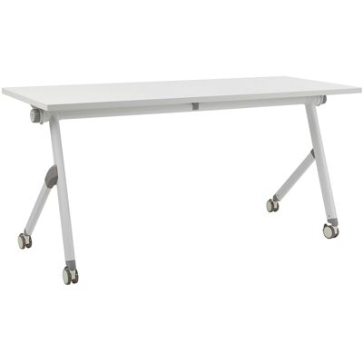 Beliani Bureau Pliant Rectangulaire À Roulettes Mobile 160 X 60cm Cadre Métallique Blanc - Publicité Beliani Bureau Pliant Rectangulaire À Roulettes Mobile 160 X 60cm Cadre Métallique Blanc - Publicité