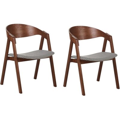 Beliani Lot De 2 Chaises Salle À Manger Assise Tapissé Velours Bois Foncé Noir Et Blanc - Publicité Beliani Lot De 2 Chaises Salle À Manger Assise Tapissé Velours Bois Foncé Noir Et Blanc - Publicité