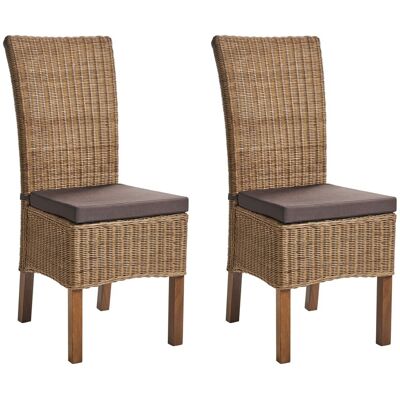 Beliani Lot De 2 Chaises De Salle À Manger En Rotin Tressé Avec Coussins Style Boho Doss - Publicité Beliani Lot De 2 Chaises De Salle À Manger En Rotin Tressé Avec Coussins Style Boho Doss - Publicité