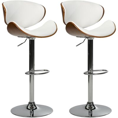 Beliani Lot De 2 Chaises De Bar Moderne En Cuir Pu Dossier Hauteur Réglable Blanc Rotter - Publicité Beliani Lot De 2 Chaises De Bar Moderne En Cuir Pu Dossier Hauteur Réglable Blanc Rotter - Publicité