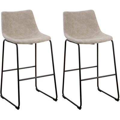 Beliani - Lot De 2 Chaises De Bar - Franks - Tissu, Beige - Publicité Beliani - Lot De 2 Chaises De Bar - Franks - Tissu, Beige - Publicité