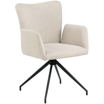 Sans Marque Fauteuil Pivotant Beige Avec Accoudoirs, Pieds En Métal - Publicité Sans Marque Fauteuil Pivotant Beige Avec Accoudoirs, Pieds En Métal - Publicité