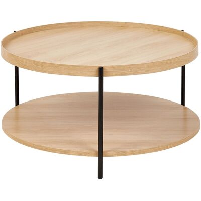 Beliani Table Basse Ronde Moderne Cadre Métallique Et Étagère Ronde Bois Clair Lander - Publicité Beliani Table Basse Ronde Moderne Cadre Métallique Et Étagère Ronde Bois Clair Lander - Publicité