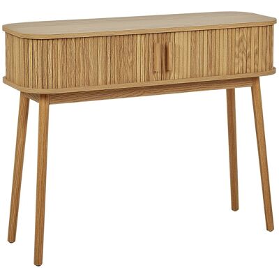 Beliani Table Console Porte Coulissante Mdf Pieds En Bois Massif Bois Clair Selah - Publicité Beliani Table Console Porte Coulissante Mdf Pieds En Bois Massif Bois Clair Selah - Publicité