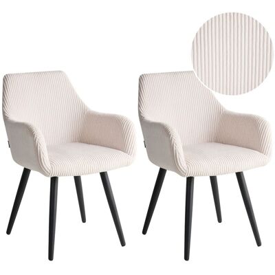 Beliani Lot De 2 Chaises De Salle À Manger Moderne En Velours Côtelé Avec Accoudoirs Rem - Publicité Beliani Lot De 2 Chaises De Salle À Manger Moderne En Velours Côtelé Avec Accoudoirs Rem - Publicité