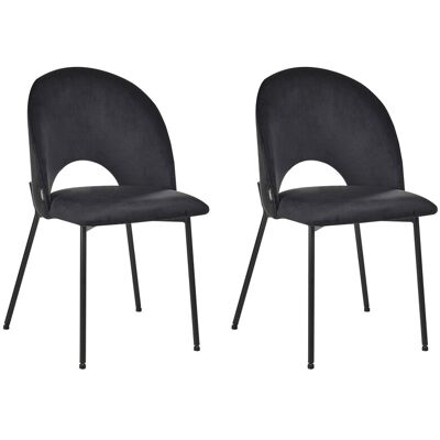 Beliani Ensemble de 2 Chaises à Manger en Velours Noir - Chaises de Salle à Manger - Publicité Beliani Ensemble de 2 Chaises à Manger en Velours Noir - Chaises de Salle à Manger - Publicité