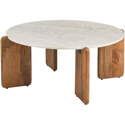 Beliani Table Basse Moderne Avec Plateau En Marbre Et Pieds En Bois De Manguier Marron R - Publicité Beliani Table Basse Moderne Avec Plateau En Marbre Et Pieds En Bois De Manguier Marron R - Publicité
