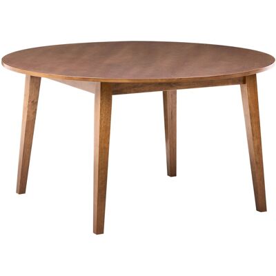 Beliani Table À Manger Ronde 140cm Plateau Mdf Pieds En Bois Placage Chêne Marron Foncé - Publicité Beliani Table À Manger Ronde 140cm Plateau Mdf Pieds En Bois Placage Chêne Marron Foncé - Publicité