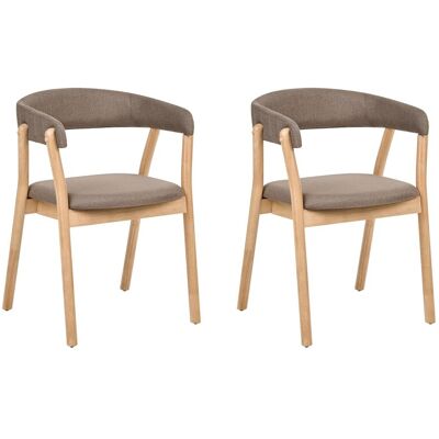 Beliani Lot De 2 Chaises De Salle À Manger Assise Tapissée Marron Clair Et Marron Mylo - Publicité Beliani Lot De 2 Chaises De Salle À Manger Assise Tapissée Marron Clair Et Marron Mylo - Publicité