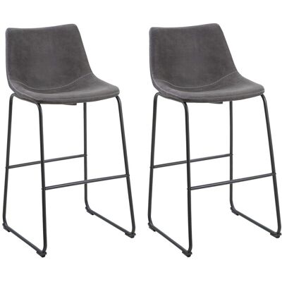 Beliani - Lot De 2 Chaises De Bar - Franks - Tissu, Gris - Publicité Beliani - Lot De 2 Chaises De Bar - Franks - Tissu, Gris - Publicité