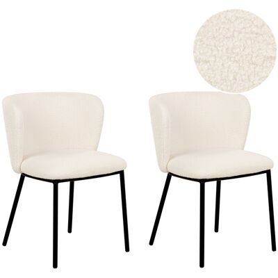 Beliani Lot De 2 Chaises De Repas Modernes Sans Accoudoirs En Tissu Boucle Blanc Cassé M - Publicité Beliani Lot De 2 Chaises De Repas Modernes Sans Accoudoirs En Tissu Boucle Blanc Cassé M - Publicité