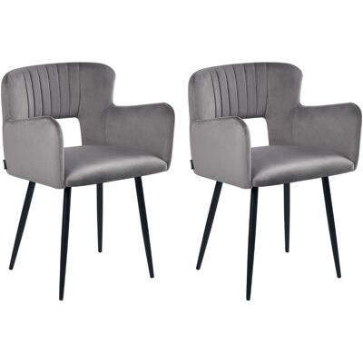 Beliani Lot De 2 Chaises De Salle À Manger Moderne En Velours Avec Accoudoirs Dossier Ca - Publicité Beliani Lot De 2 Chaises De Salle À Manger Moderne En Velours Avec Accoudoirs Dossier Ca - Publicité