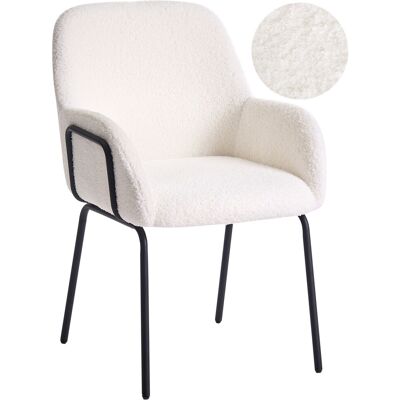 Beliani Chaise De Salle À Manger Retro Pieds En Fer Bouclé Rembourré Blanc Cassé Algona - Publicité Beliani Chaise De Salle À Manger Retro Pieds En Fer Bouclé Rembourré Blanc Cassé Algona - Publicité