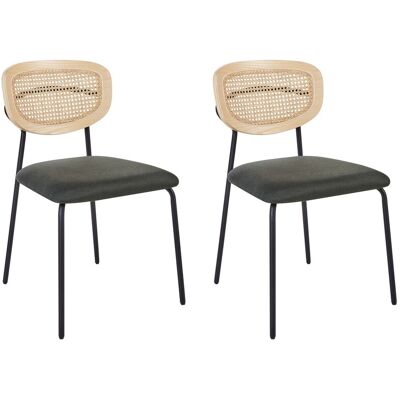 Ensemble de 2 chaises de salle à manger vert foncé Beliani - Rotin & Polyester - Publicité Ensemble de 2 chaises de salle à manger vert foncé Beliani - Rotin & Polyester - Publicité