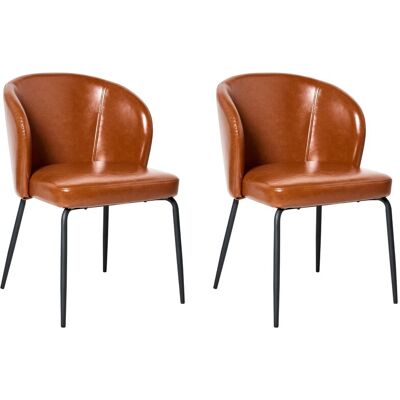 Beliani Lot De 2 Chaises De Salle À Manger En Similicuir Rembourré Pieds En Fer Marron D - Publicité Beliani Lot De 2 Chaises De Salle À Manger En Similicuir Rembourré Pieds En Fer Marron D - Publicité