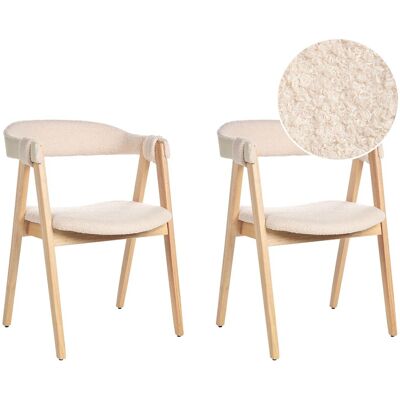 Beliani Lot De 2 Chaises De Salle À Manger En Bouclé Assise Tapissée Bois Clair Et Beige - Publicité Beliani Lot De 2 Chaises De Salle À Manger En Bouclé Assise Tapissée Bois Clair Et Beige - Publicité