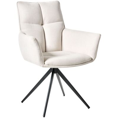 Beliani Chaise De Salle À Manger Pivotante Pieds En Fer Noir Avec Accoudoirs Blanc - Publicité Beliani Chaise De Salle À Manger Pivotante Pieds En Fer Noir Avec Accoudoirs Blanc - Publicité