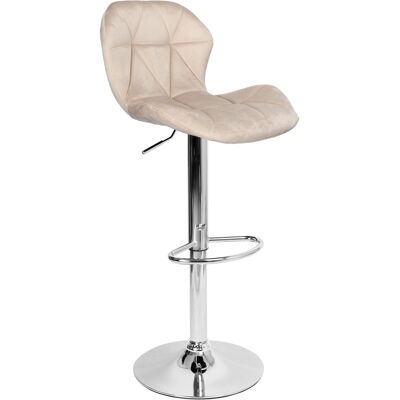 Sans Marque Tabouret De Bar Gordon Chromé, Velours Beige - Publicité Sans Marque Tabouret De Bar Gordon Chromé, Velours Beige - Publicité