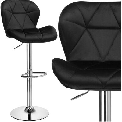 Sans Marque Tabouret De Bar Gordon Chromé, Velours Noir - Publicité Sans Marque Tabouret De Bar Gordon Chromé, Velours Noir - Publicité