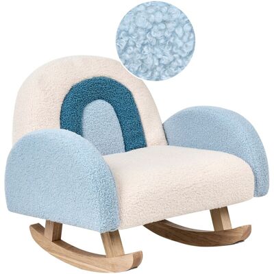 Beliani Fauteuil À Bascule En Bouclé Pour Enfants Motif Arc-En-Ciel Pieds En Bois Bleu - Publicité Beliani Fauteuil À Bascule En Bouclé Pour Enfants Motif Arc-En-Ciel Pieds En Bois Bleu - Publicité