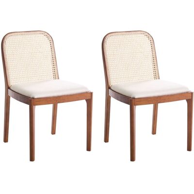 Beliani Lot De 2 Chaises De Salle À Manger Dossier En Rotin Tressé Assise En Tissu Sans - Publicité Beliani Lot De 2 Chaises De Salle À Manger Dossier En Rotin Tressé Assise En Tissu Sans - Publicité