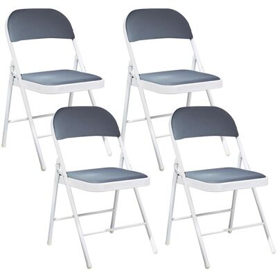 Beliani Lot De 4 Chaises En Métal Pliantes Cadre Blanc Et Dossier Gris Foncé Sparks - Publicité Beliani Lot De 4 Chaises En Métal Pliantes Cadre Blanc Et Dossier Gris Foncé Sparks - Publicité