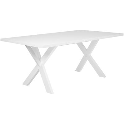 Table à manger blanche Beliani - Rectangulaire, 77x180x80cm, MDF, Design scandinave - Publicité Table à manger blanche Beliani - Rectangulaire, 77x180x80cm, MDF, Design scandinave - Publicité